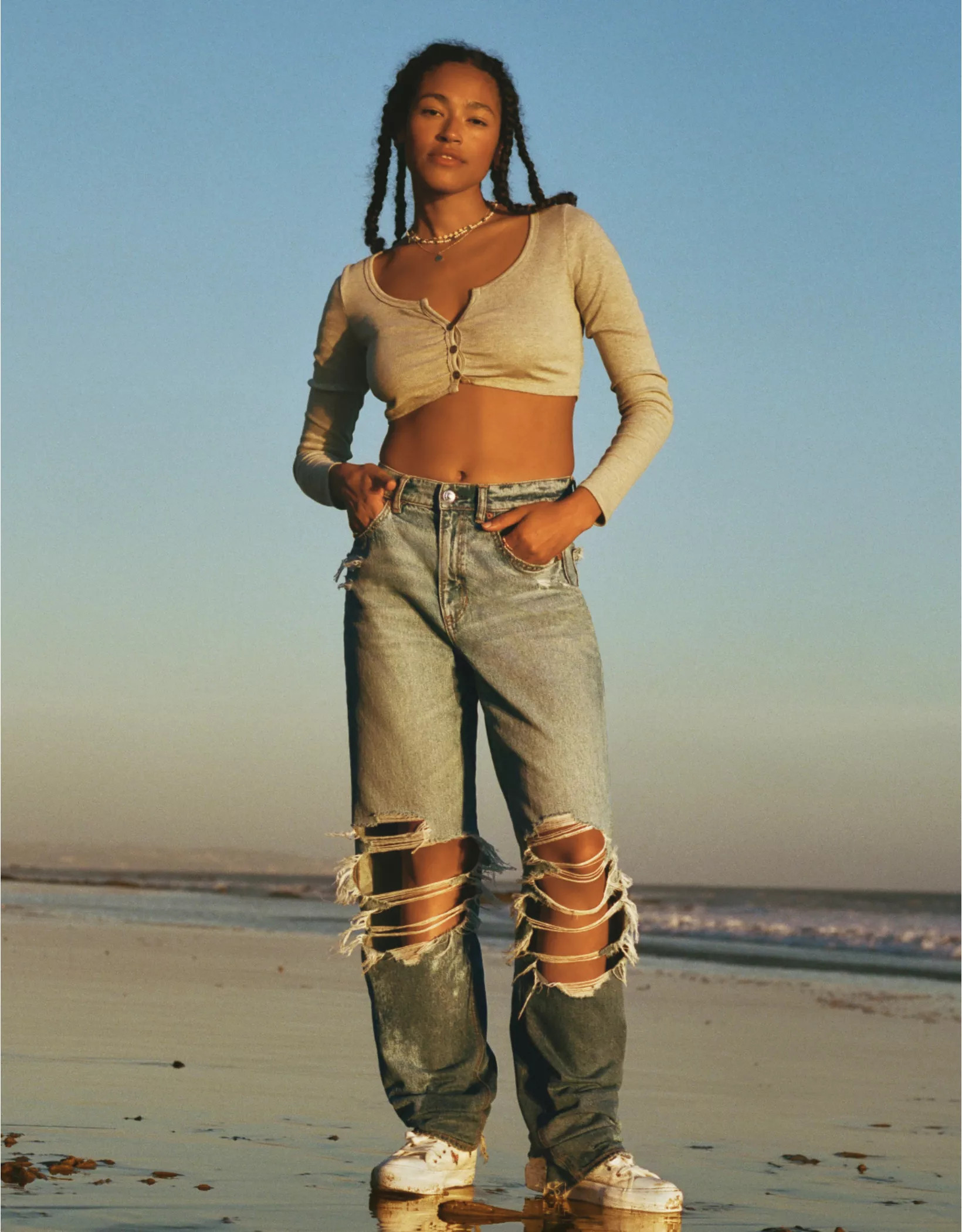 AE Strigid Ripped Highest Waist Baggy Straight Jean | American Eagle Outfitters (US & CA)