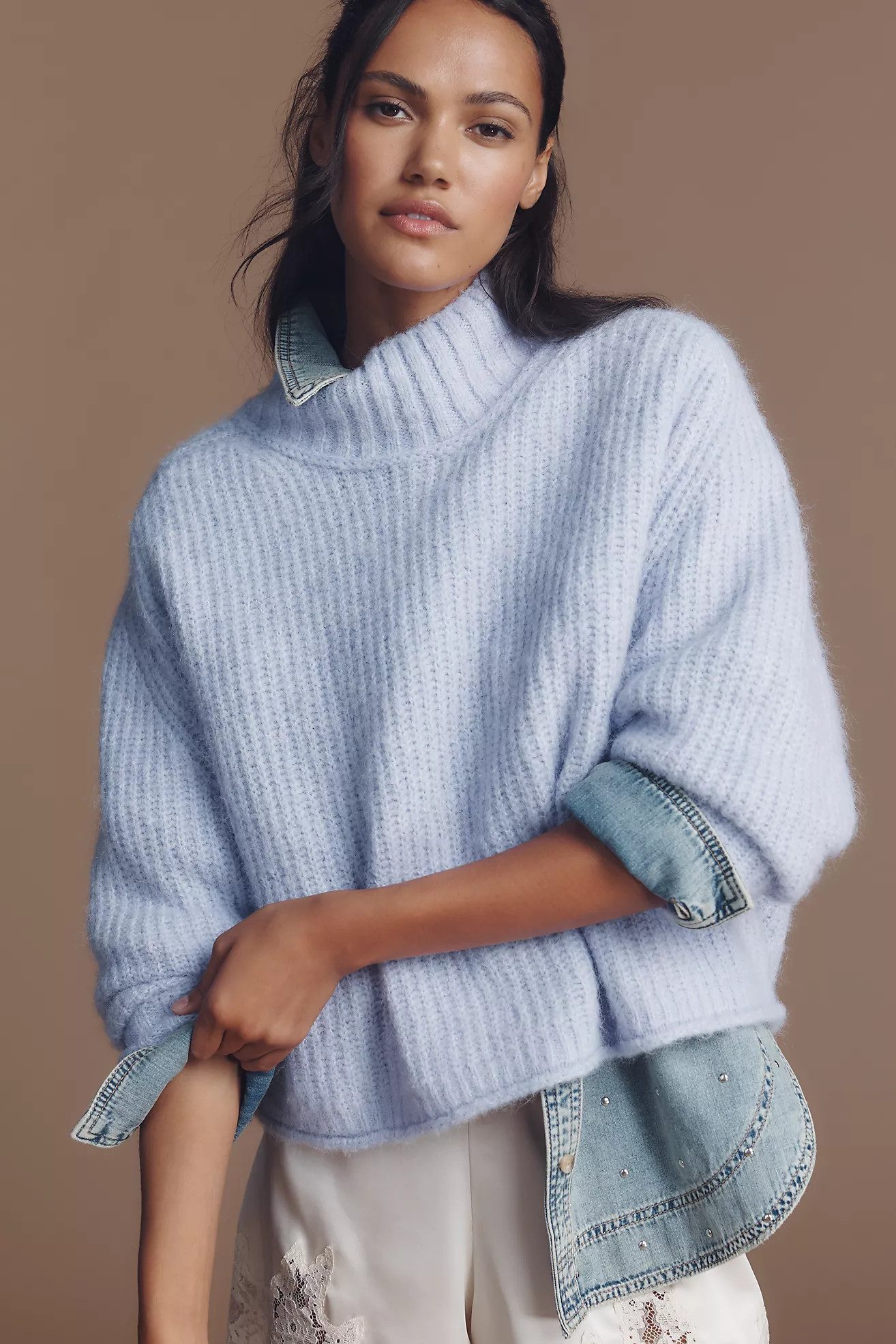 The Dawn Mock-Neck Chunky Sweater by Pilcro | Anthropologie (US)