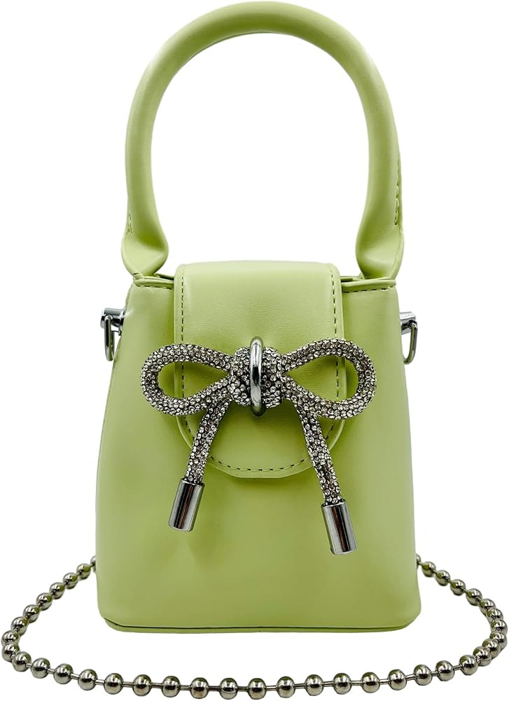 Motleader Evening Bag, Mini Bucket Bag, Cute Small Crossbody Purse with Rhinestone Bowknot | Amazon (US)