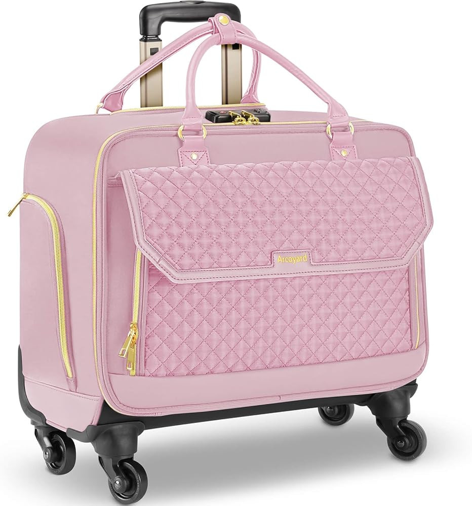 Rolling Laptop Bag, Briefcase for Women with 4 Spinner Wheels and Telescopic Extendable Handle, R... | Amazon (US)