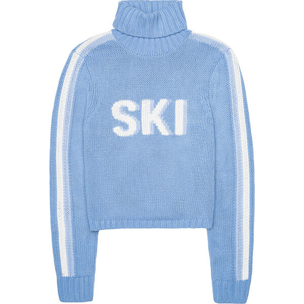 Womens Retro Ski Cropped Turtleneck, Blue - Ellsworth + Ivey Sweaters | Maisonette | Maisonette