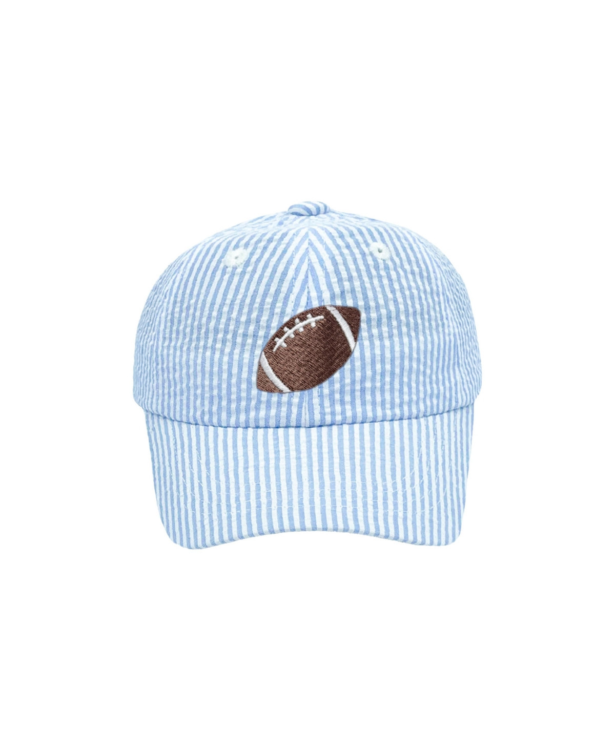 Bits & Bows Toddler Football Seersucker Baseball Hat in Blue | Macy's