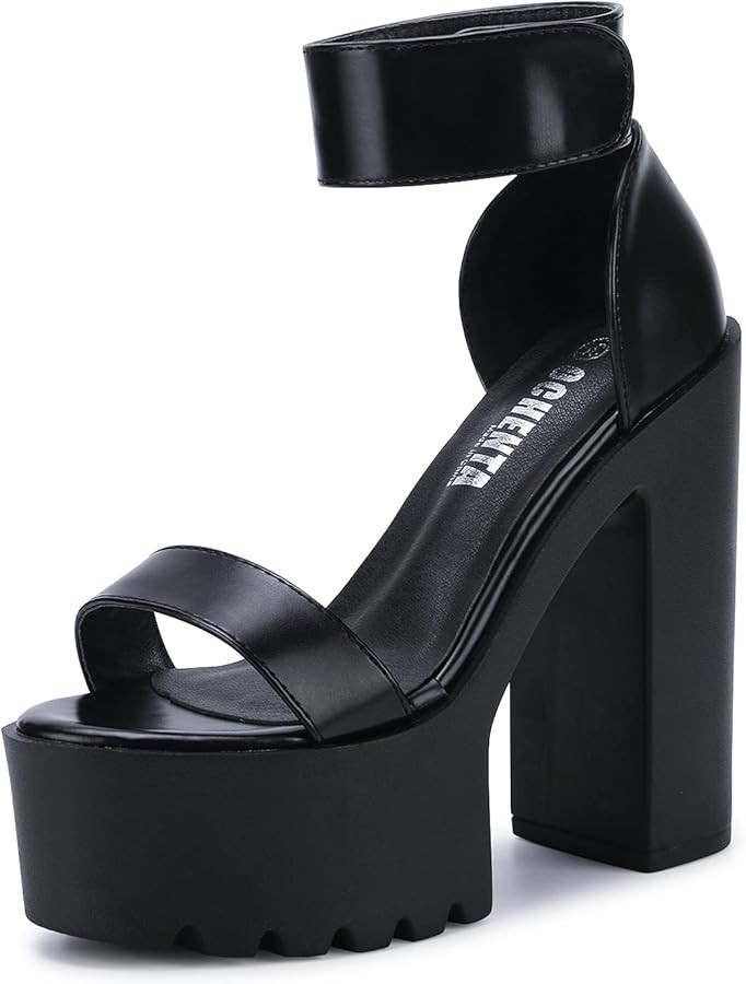 OCHENTA Womens Fashion Platform Sandals Chunky Heels Lug Sole Block High Heel Comfortable Sexy He... | Amazon (US)