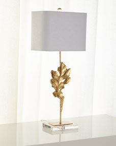 Gold Oak Leaf Table Lamp | Horchow