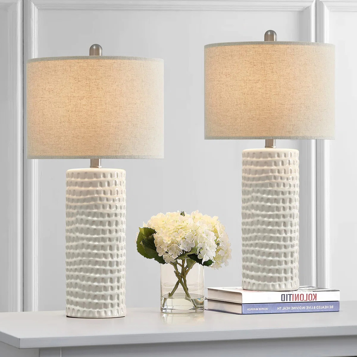 Anazagene 24＂Modern Ceramic Table Lamp Set, Suitable For Living Room, Bedroom, Office (Set of 2) | Wayfair North America