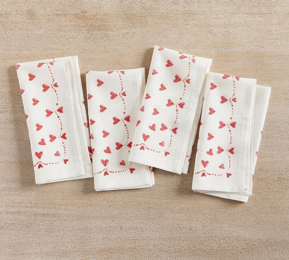 Painted Hearts Napkins - Set of 4 | Pottery Barn (US)