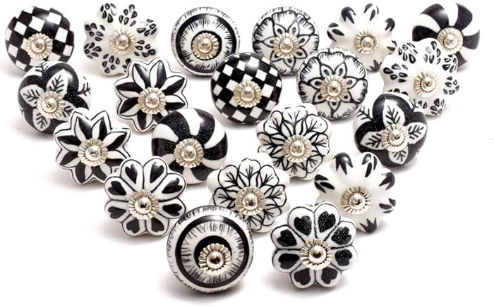 Eleet Assorted Ceramic Cabinet Knobs - Vintage Cabinet Cupboard Door & Drawer Pulls Chrome Hardwa... | Amazon (US)
