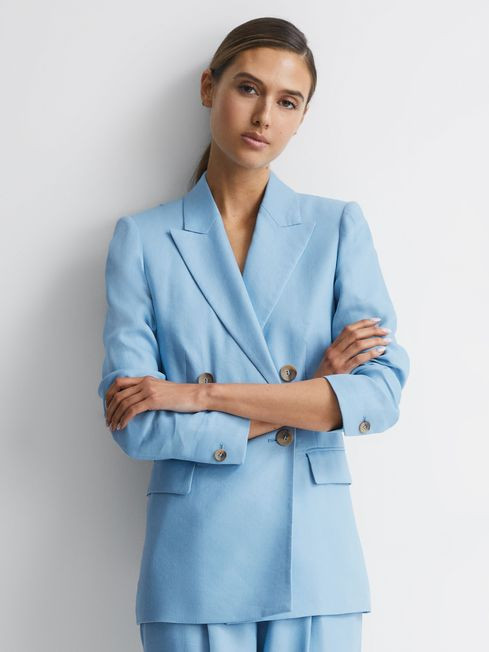Double Breasted Linen Blazer | Reiss UK