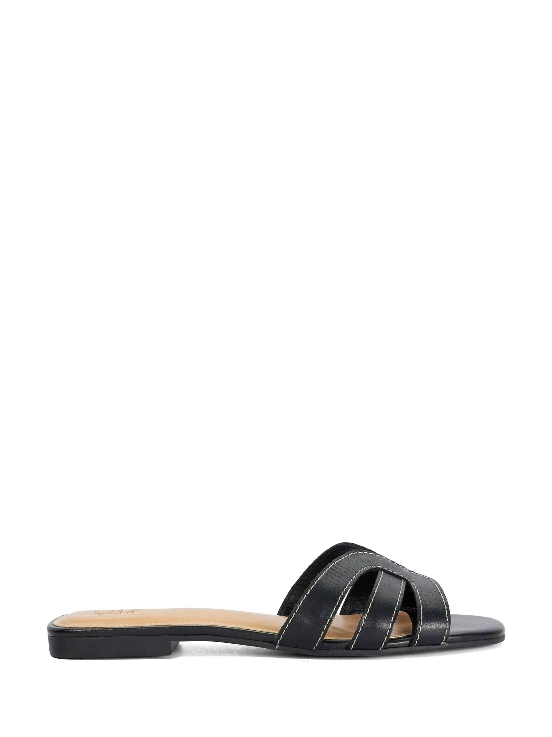 Dune London Dune London Black Leather Larrissa Flat Sandals | Next EU