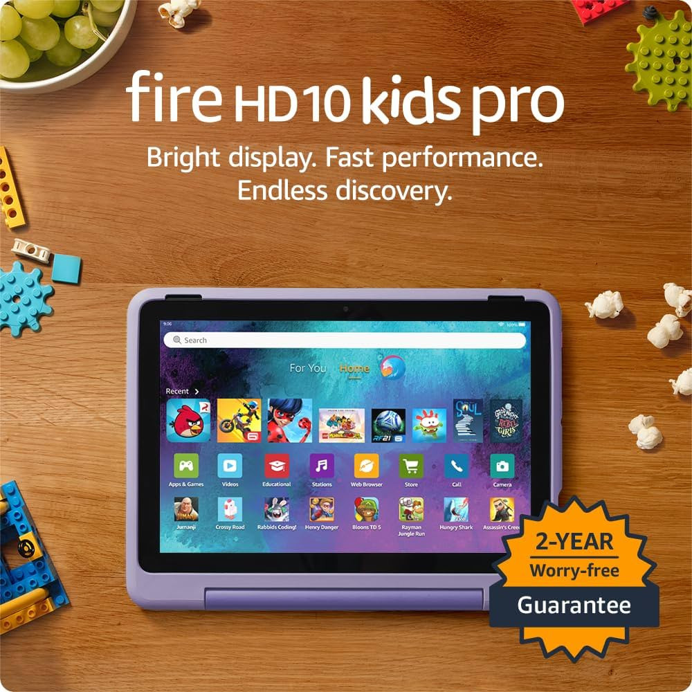 Amazon Fire HD 10 Kids Pro tablet, ages 6-12. Bright 10.1" HD screen, includes ad-free content, r... | Amazon (US)