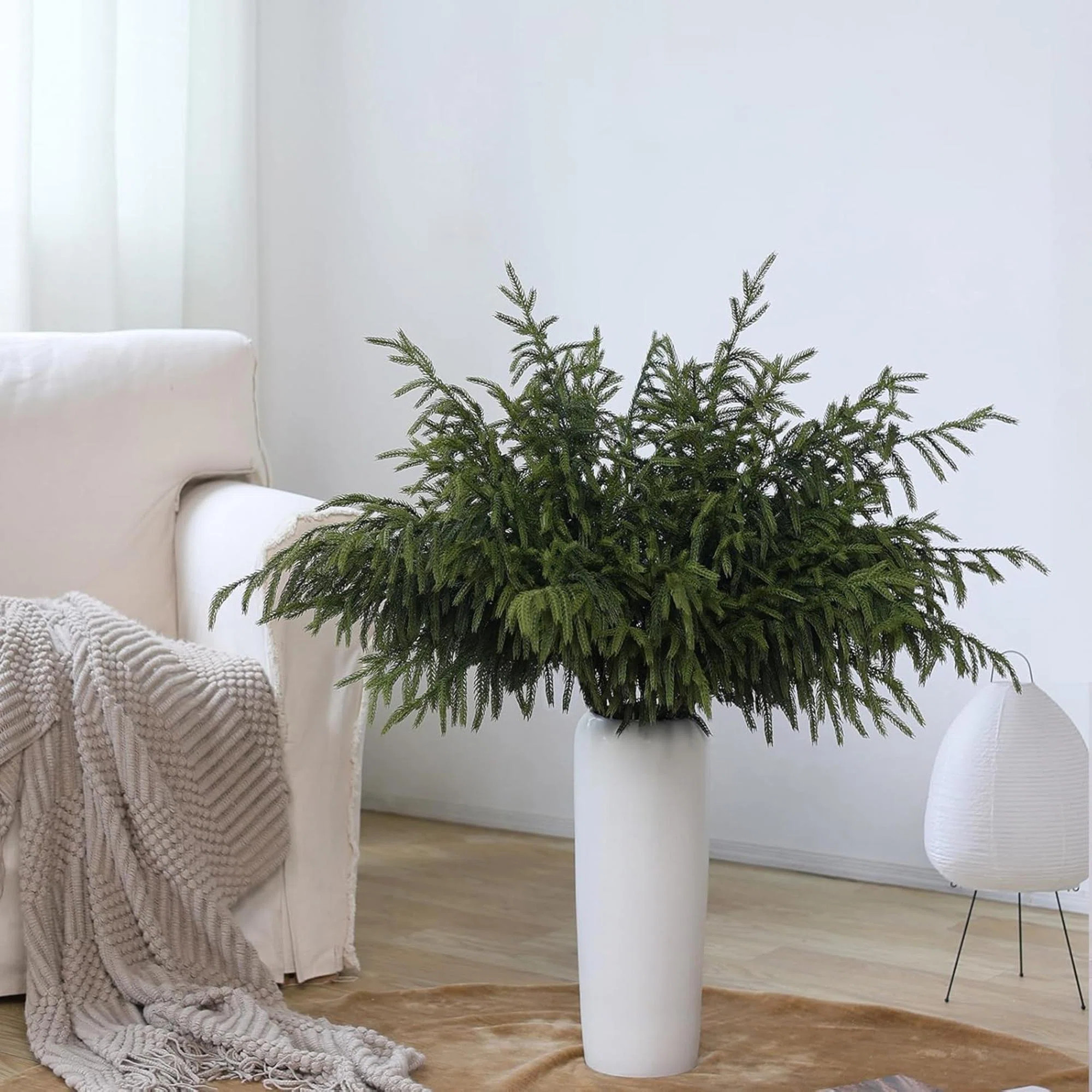 4 Pcs Christmas Norfolk Pine Branches, Real Touch Artificial Norfolk Pine Branch Faux Cedar Pine Stem Fake Greenery Picks For Vase DIY Garland Wreath | Wayfair North America