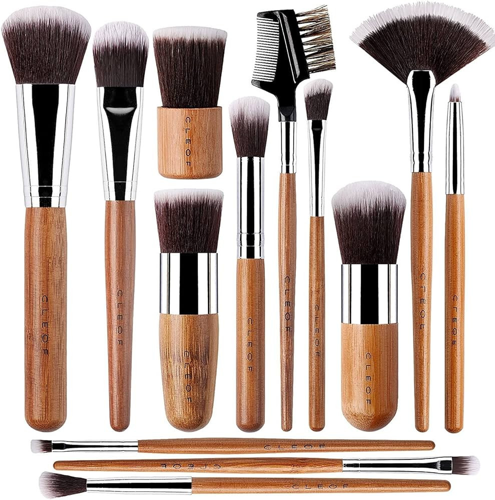 13 Bamboo Makeup Eye Brow Brushes Professional Set - Vegan & Cruelty Free - Eye shadow, Eyebrow, ... | Amazon (US)