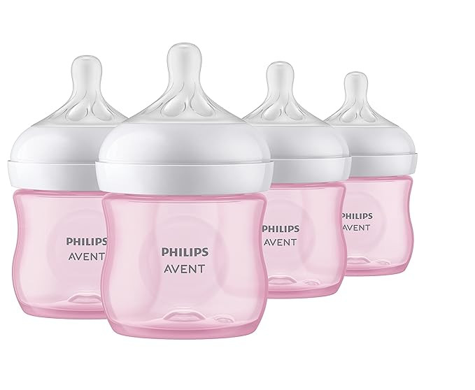 Philips AVENT Natural Baby Bottle with Natural Response Nipple, Pink, 4oz, 4pk, SCY900/14 | Amazon (US)