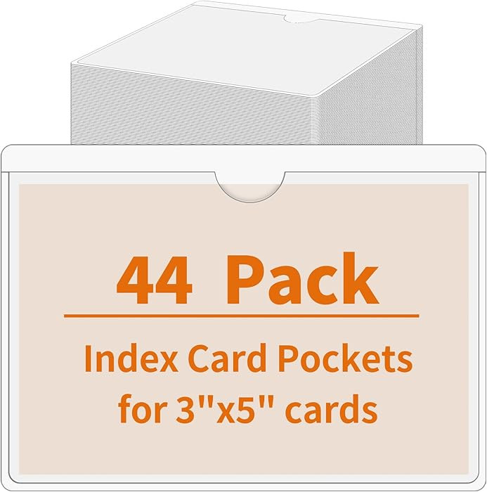 44 Pack Labels for Storage Bins, 3×5 Inches Index Card Holder Organizer, Clear Adhesive Pockets,... | Amazon (US)