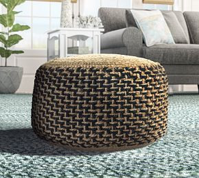 Handwoven Basketweave Jute Pouf | Pottery Barn (US)