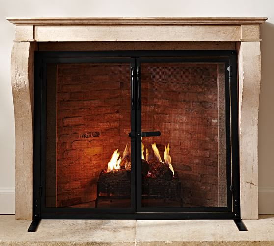 Industrial Fireplace Door Screen | Pottery Barn (US)