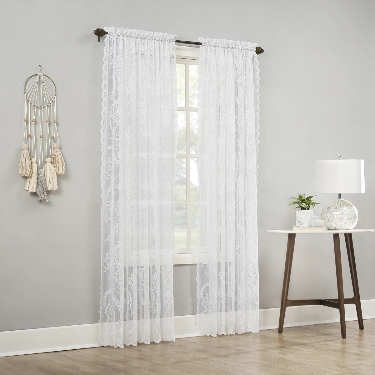 Christy Floral Lace Rod Pocket Curtain Panel | Wayfair North America