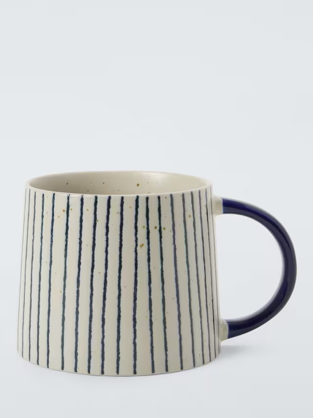 John LewisVertical Stripe Stoneware Mug, 330ml, Blue/White | John Lewis (UK)