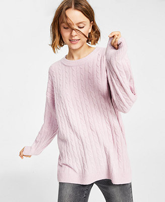 Hippie Rose Juniors' Cable-Knit Long-Sleeve Tunic Sweater & Reviews - Sweaters - Juniors - Macy's | Macys (US)