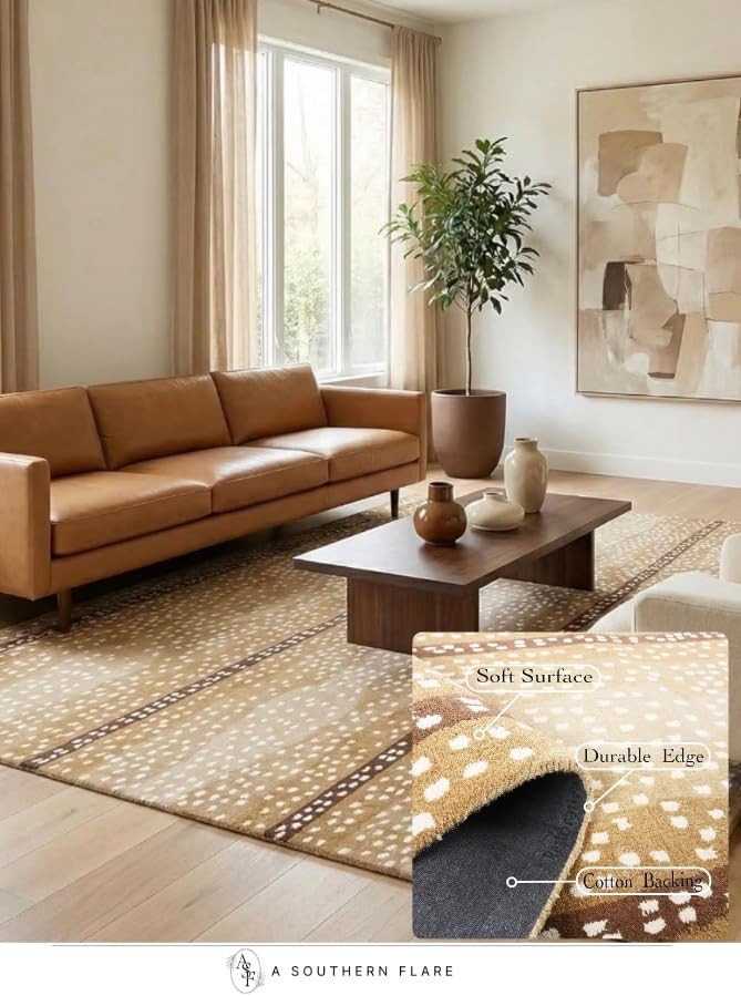 Restoration and Renovation Antelope Cheetah Blue Animal Contemporary Handmade 100% Woolen Area Ru... | Amazon (US)