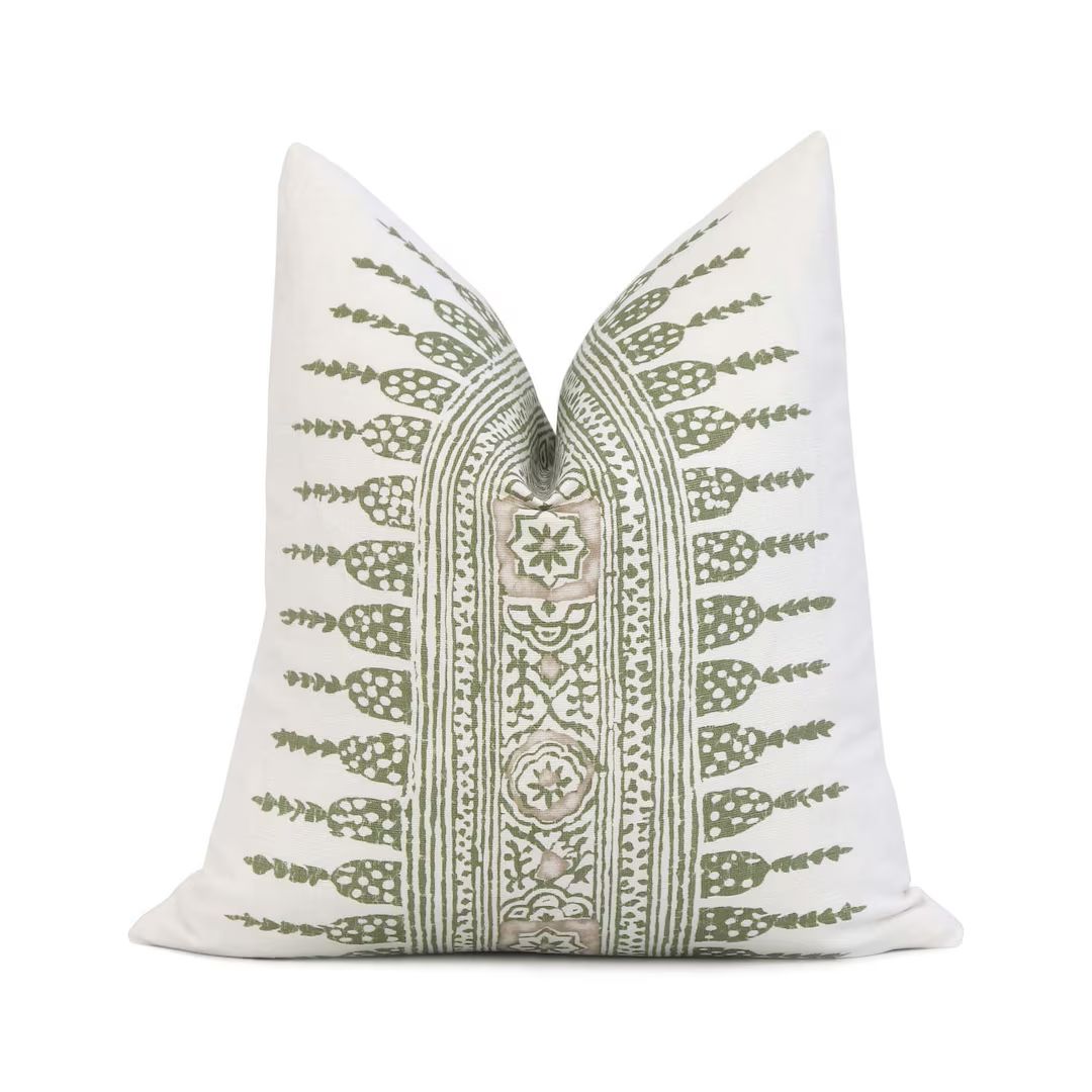 Anna French Javanese Stripe Green Throw Pillow Cover with Zipper, Designer Thibaut Cushion Slip C... | Etsy (US)