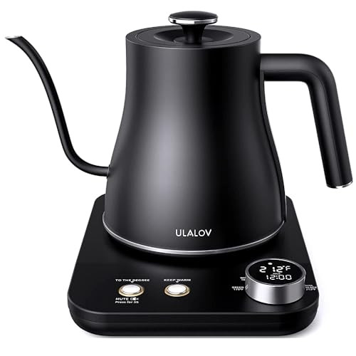 Ulalov Electric Gooseneck Kettle Temperature Control Ultra Fast Boiling Hot Water Kettle 100% Stainless Steel Leak-Proof Design, Auto Shutoff Anti-dry Protection, 1200W-0.8L, Matte Black | Amazon (US)