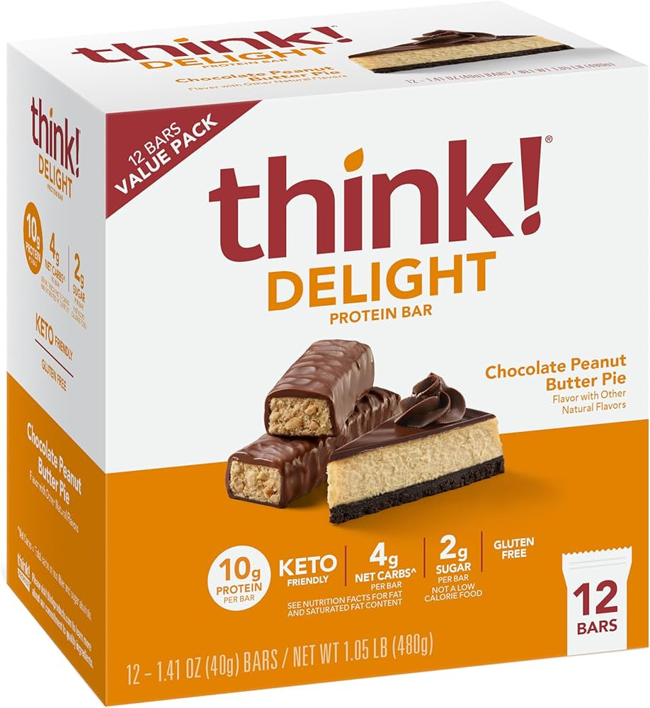think! Delight Protein Bars, Gluten Free Snack - Chocolate Peanut Butter Pie, 12 Count (Packaging... | Amazon (US)