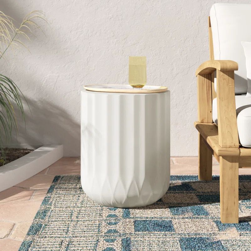 Ilene Stone/Concrete Side Table | Wayfair North America