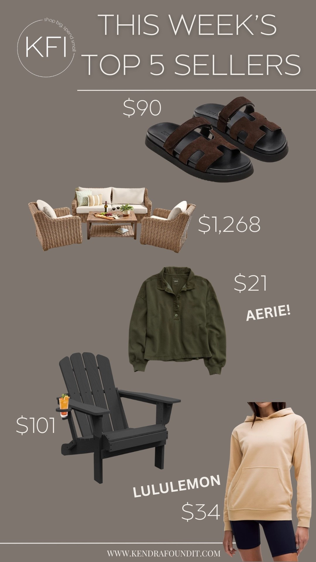 This week’s top sellers are SO good and I totally get why you all loved these. I own the $90 sandals and wore them constantly on vacation —they’re the perfect neutral and go with everything. The rattan patio set is actually a Pottery Barn Huntington patio set dupe, so you get that high-end look for way less (perfect for a patio refresh). The Aerie sweatshirt is on major clearance for $21, and the Lululemon sweatshirt (only $34!) is also on major clearance and comes in black too. And the Adirondack chair with the built-in cup holder is such a good outdoor find for patios, decks, or backyard lounging. If you’re looking for top sellers, patio furniture dupes, affordable fashion finds, and outdoor must-haves, these are all worth it. Linked everything here.

#LTKSaleAlert #LTKootd #LTKHome