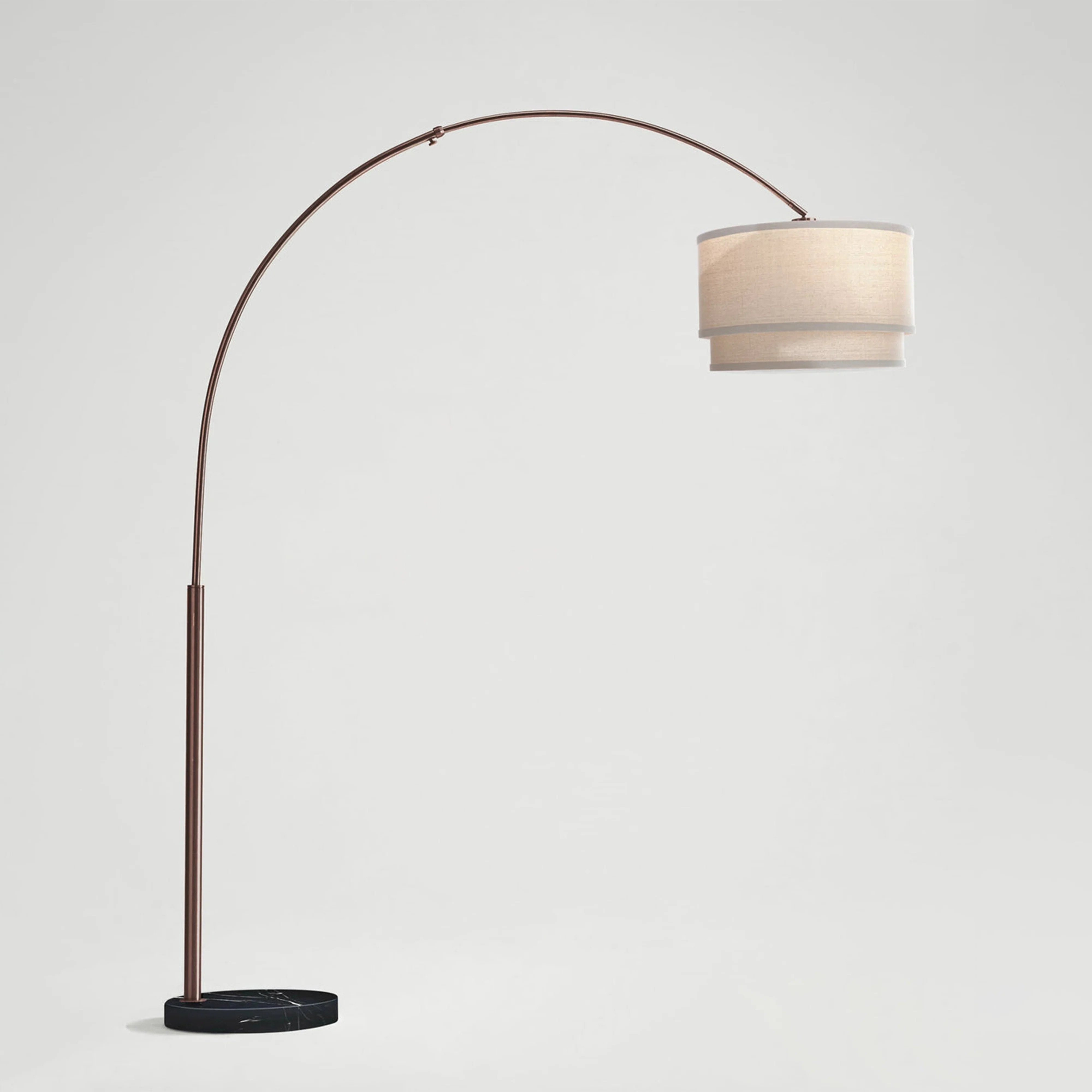 Mason 81" Modern Adjustable LED Arc Floor Lamp with Bronze Finish, Fabric Drum Shade, and Weighte... | Wayfair North America
