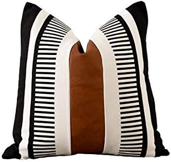Vfuty Farmhouse Throw Pillow Covers for Couch Sofa Decorative Faux Leather Square Cushion Cover T... | Amazon (US)