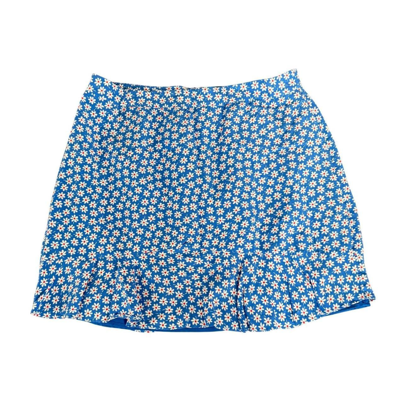 Madewell Women's Mini Skirt - Blue/White - 6 | Depop US