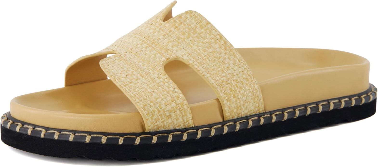 CUSHIONAIRE Women's Crisp Footbed Slide Sandal with Espadrille Stitching +Comfort Memory Foam, Wi... | Amazon (US)