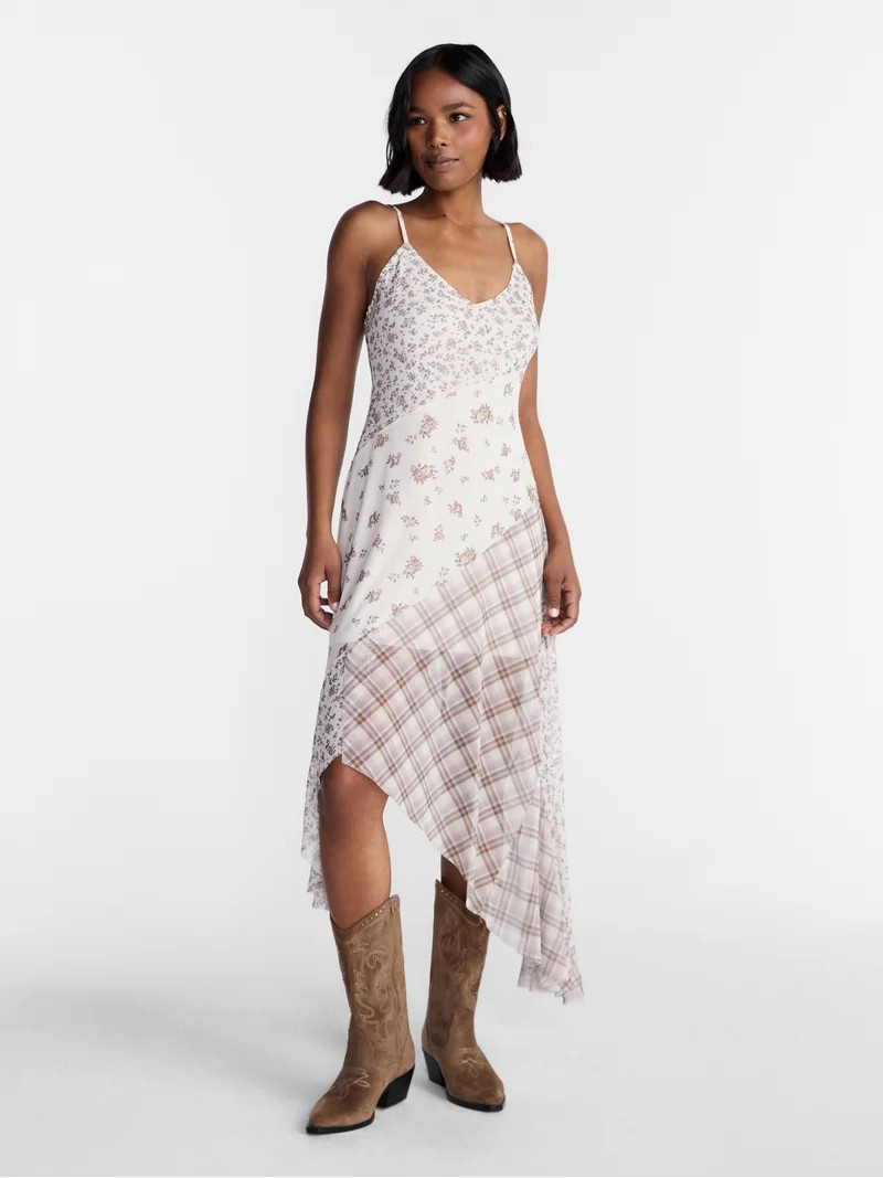No Boundaries Mix Midi Dress, Women's XXS-4X | Walmart (US)