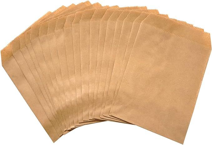 100-pack Kraft Paper treat Bags Flat favor bag for Sandwich Snacks Cookie Popcorn Party Small Gif... | Amazon (US)