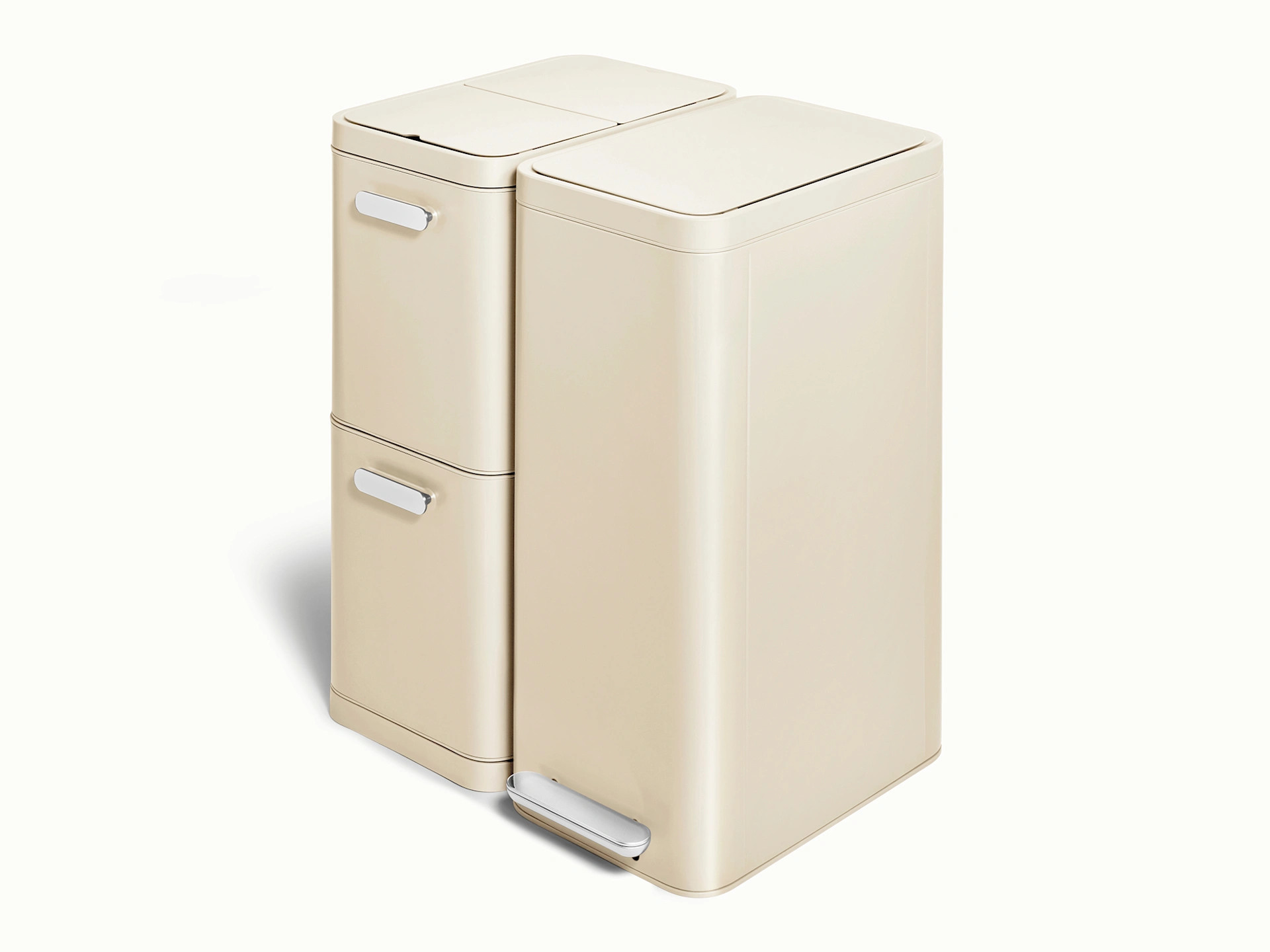 Dual Kitchen Trash Can & Recycling Bin \u2013 Modern Stainless Steel Waste System | Caraway | Caraway