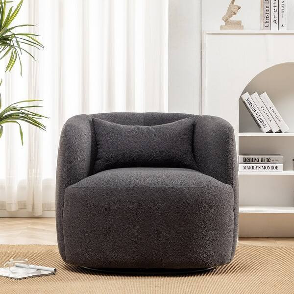KINWELL 34" Poly Blend Boucle Fabric Upholstered Swivel Armchair - Bed Bath & Beyond - 36131209 | Bed Bath & Beyond