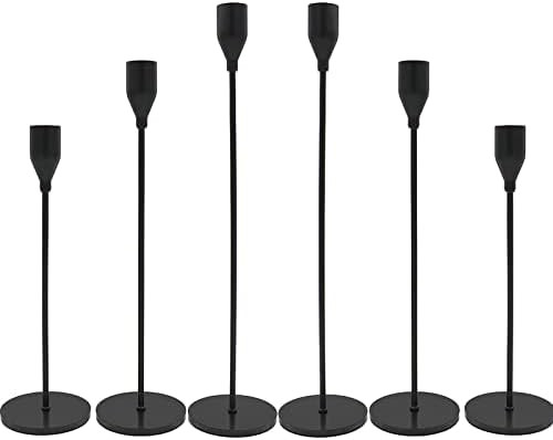 Matte Black Candle Holders, Set of 6 Candlestick Holders for 3/4" Taper Candles&Led Modern Metal ... | Amazon (US)