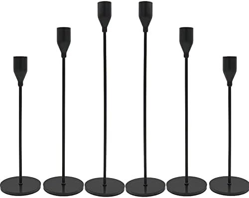 Matte Black Candle Holders, Set of 6 Candlestick Holders for 3/4" Taper Candles&Led Modern Metal ... | Amazon (US)