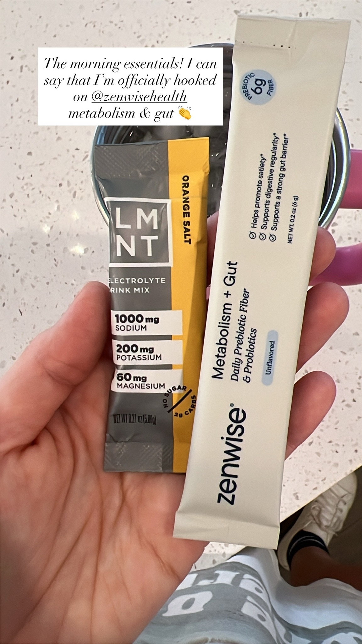 My morning essentials, hands down 🙌 LMNT for electrolytes and Zenwise for gut health 👏

#LTKdayinmylife #LTKmorningroutine #LTKselfcare