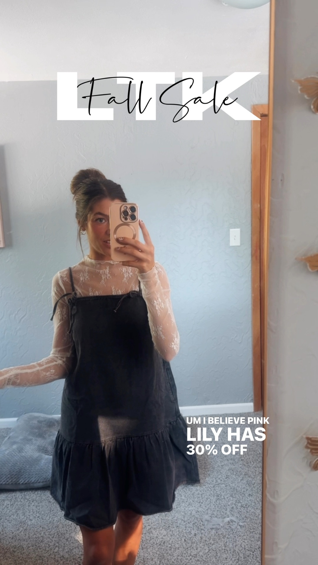 Pink Lily find. LTKfall sale. Black denim. Denim dress. Fall trend. Fall outfit. Cold weather outfit. Simple outfit. Casual OOTD. Black outfit. Mesh top. How to wear. 

#LTKVideo #LTKstyletip #LTKSeasonal
