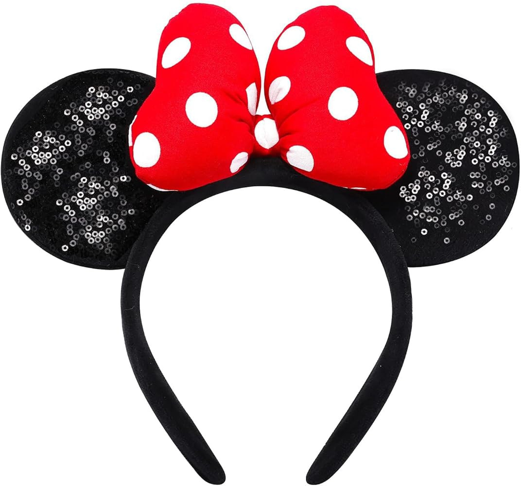 Handmade Mouse Ears Headband for Women and Ladies, Polka Dot Bow Minnie Ears Costume Accessories | Amazon (US)