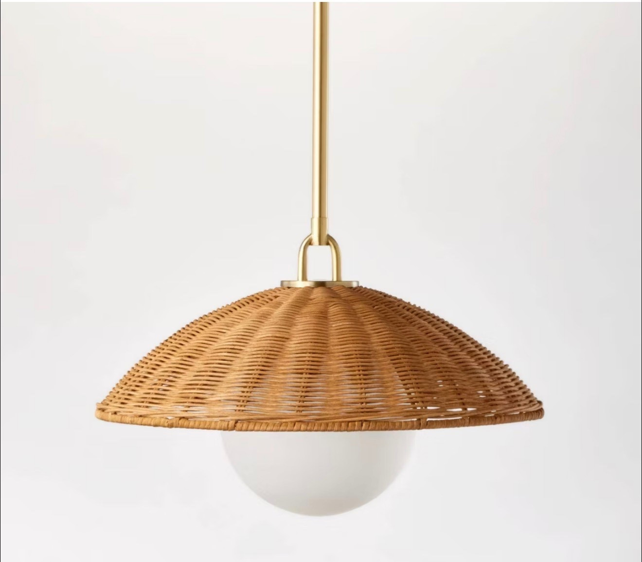 Wicker Dome Pendant with Opal Glass Ball Ceiling Light Brown - Threshold™ designed with Studio McGee: Rattan Chandelier, ETL Listed 

#LTKmorningroutine #LTKOver40 #LTKHome
