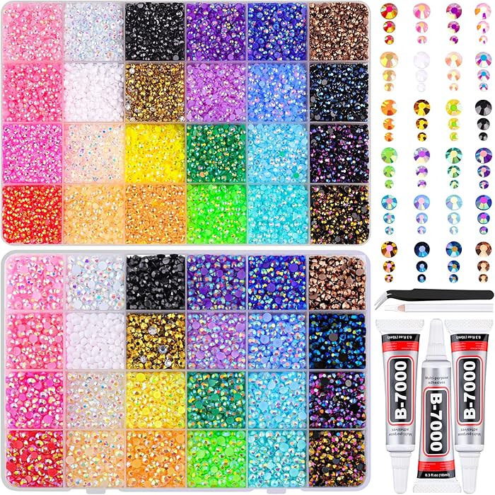 2 Boxes Jelly Rhinestones for Bedazzling, 40000Pcs 3/4/5mm Multicolor Flatback Resin Gems for Cra... | Amazon (US)