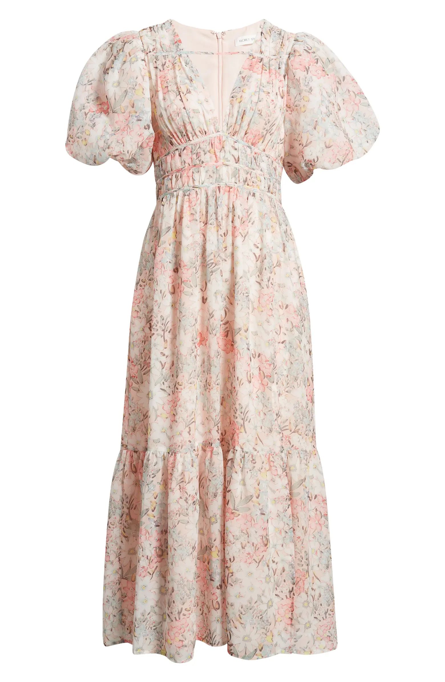 Floral Puff Sleeve Empire Waist Dress | Nordstrom