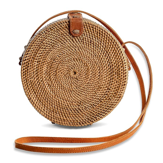 Rattan Bags for Women - Handmade Wicker Woven Purse Handbag Circle Boho Bag Bali | Amazon (US)