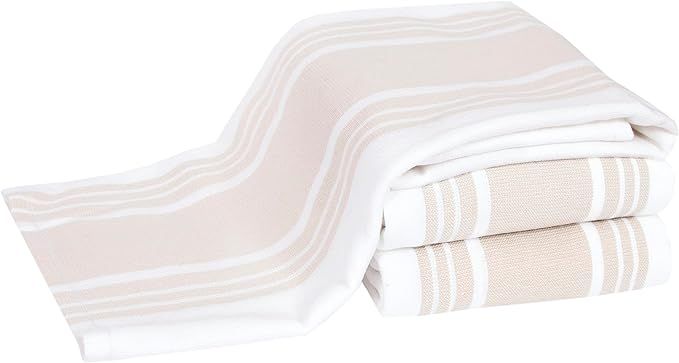 Dish Towels Dual Purpose Reversible, 100% Absorbent Cotton, Kitchen Towels Set of 3 Striped, 17" ... | Amazon (US)