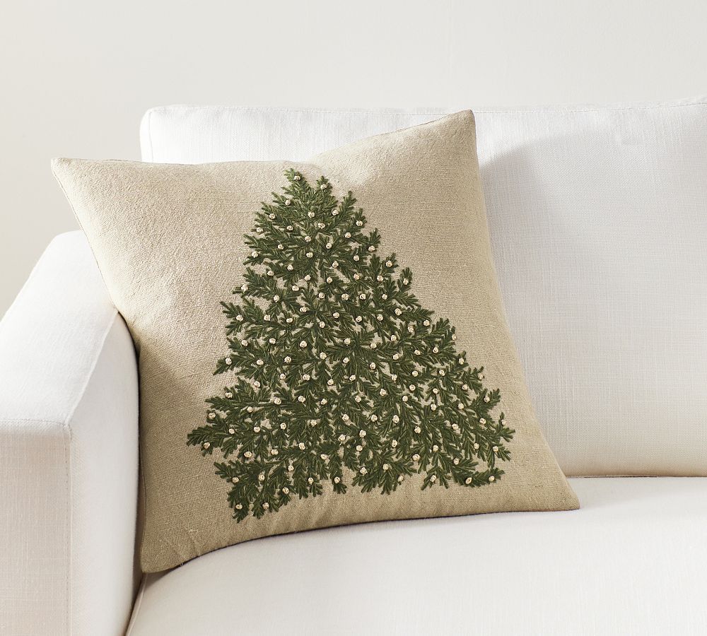 Tree Embellished Throw Pillow Cover | Pottery Barn (US)