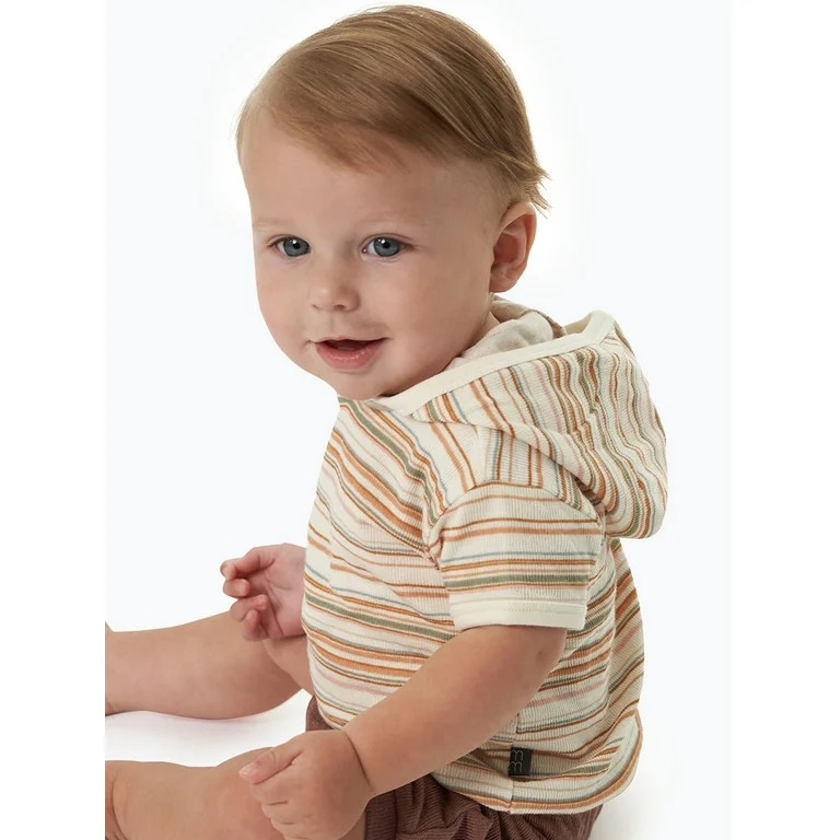 Modern Moments by Gerber Baby Neutral Organic Hooded Short Sleeve Top, Sizes 0/3 Months - 24 Mont... | Walmart (US)