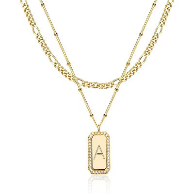 14K Gold Plated Initial Necklace - Layered Name Choker for Women, Trendy Dainty Jewelry Gift | Target